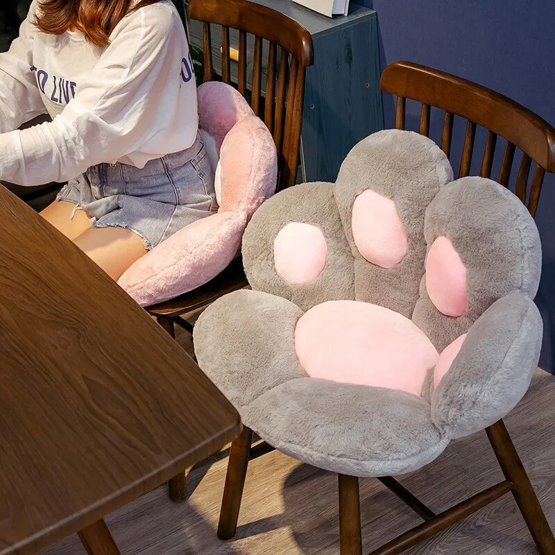 Chair Cushion With Seat Backrest, Cute And Warm Office Cushion, Cat Paw  Cushion, Soft Warm Chair Cushion, Cat Paw Cushion, Comfortable Warm Seat