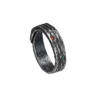 Retro Silver Color Dead Wood Texture Ring for Men Personality Punk Hip Hop Party Jewelry Accessories