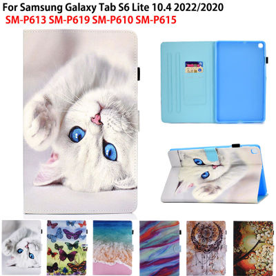 สำหรับ S Amsung G Alaxy Tab S6 Lite 2022กรณี10.4 2020 SM-P613 SM-P619 SM-P610 SM-P615ปกแท็บเล็ตการ์ตูนแมวทาสียืนปลอก