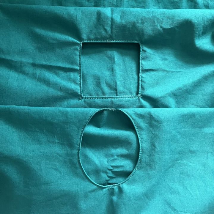ผ้าเขียวเจาะกลางสี่เหลี่ยม-ผ้าโรงพยาบาล-ผ้าการแพทย์สำเร็จรูป-ทำจากผ้าฝ้าย100-cottonคุณภาพดี