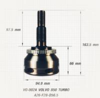 OEM หัวเพลาขับ หัวเพลาขับนอก วอลโว่ 850 เทอร์โบ VOLVO 850 TURBO มี ABS ฟันนอก 26 ฟันใน 28 บ่าซีล 56.5 ยี่ห้อ E1 VO-002A