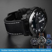 24MM Nylon Silicone Bottom Watch Strap For Casio PROTREK Series PRW-6600 PRG-600Y PRG-650 PRG-600 Men WATCH Accessories