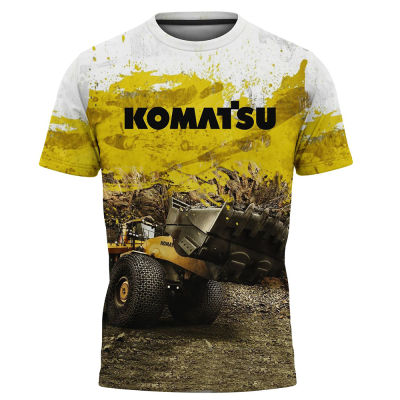 New FashionKOMATSU Training 3D Printing Jersey Cool Excavator Mens Short Sleeve T Shirt 2023