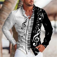 Graphic printing of mens shirts in summer 2023 Music button top long sleeve button shirt clothing design comfortable S-6XL