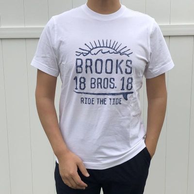 เสื้อกล้าม Brooks Brooks Brooks สำหรับผู้ชาย,เสื้อยืดแขนสั้นพิมพ์ลายสไตล์ลำลองยุโรปและอเมริกาสำหรับฤดูร้อน