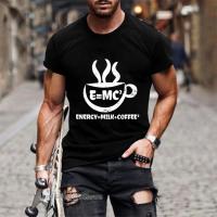 Energy=Milk+Coffee Printed T-Shirt Fashion MenS Streetwear Casual Sports Shirt Male Crew Neck Oversized T-Shirt Camiseta