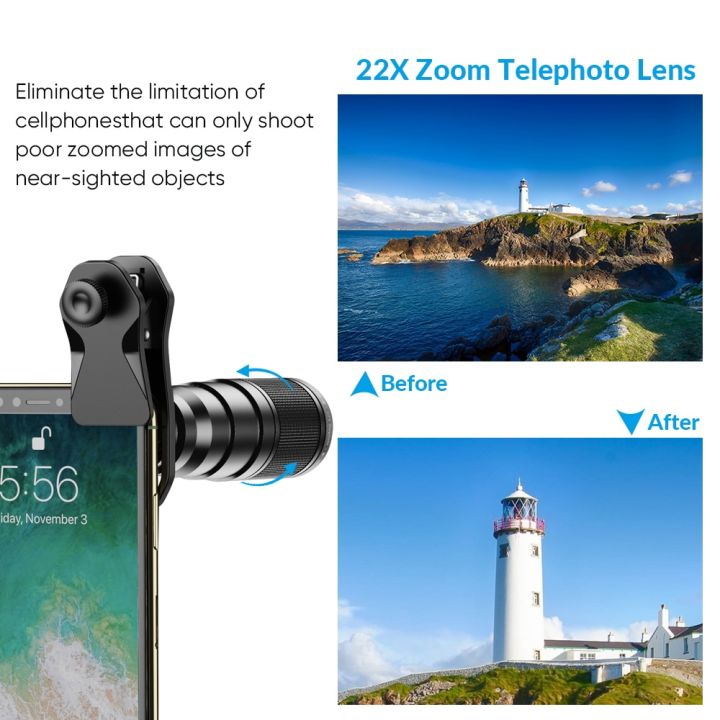 apexel-10-in-1-mobile-phone-lens-kit-22x-telephoto-fisheye-lens-wide-angle-macro-lens-cpl-star-flow-filters-for-all-smartphones