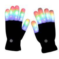 Gants LED pour enfants 7 modes déclairage garde au chaud jouets de doigt lumineux fournitures de fête chapeau Shoous pour Halloween