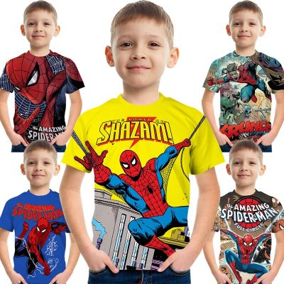 Boys Kids Spiderman Printed T-Shirt Short Sleeve Cartoon Round Neck Baby Short Sleeve Fashion Casual Summer Clothes