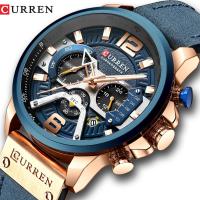 CURREN Mens นาฬิกาแบรนด์ชั้นนำ Luxury นาฬิกาของผู้ชายหนังกันน้ำนาฬิกากีฬานาฬิกาผู้ชายบุรุษนาฬิกาข้อมือ Man