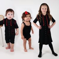 【YF】 Family Matching Outfits Sets Ribbed Cotton Baby Romber Top Girl Vestidos Dress Boy t-shirt Hooded Clothes Black