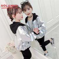 SOLANNA แจ็คเก็ตสำหรับเด็กผู้หญิง เสื้อผ้าเด็กผญ การออกแบบตัวอักษรแฟชั่นเกาหลี เสื้อแจ็คเก็ตคลุมด้วยผ้าผ้าฝ้ายลำลองสำหรับเด็กผู้หญิง23826