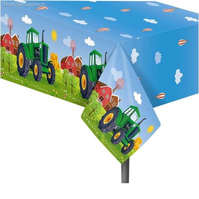 ✶✐☌ Farm Tractor Party Tablecloth Disposable Plastic Waterproof Table Cover Baby Shower Tractor Themed Birthday Party Supplies