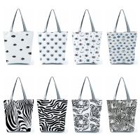 New Women Handbags Devil Eye Leopard Print Women Shoulder Bag Zebra Stripe Lady Tote Shopping Bag Leisure Beach Custom Pattern