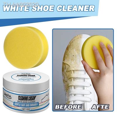 ❉❡ White Shoe Stain Cleaning Cream Cleaning Cream Sneaker Shoes Whitening Cleansing Tool with Wipe Sponge for Shoe Stain Removal