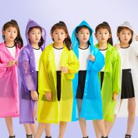 【CW】 New Children 39;s Fashion Non Disposable EVA Raincoat Outdoor Solid Color Windbreak With Hat Student Raincoat Poncho