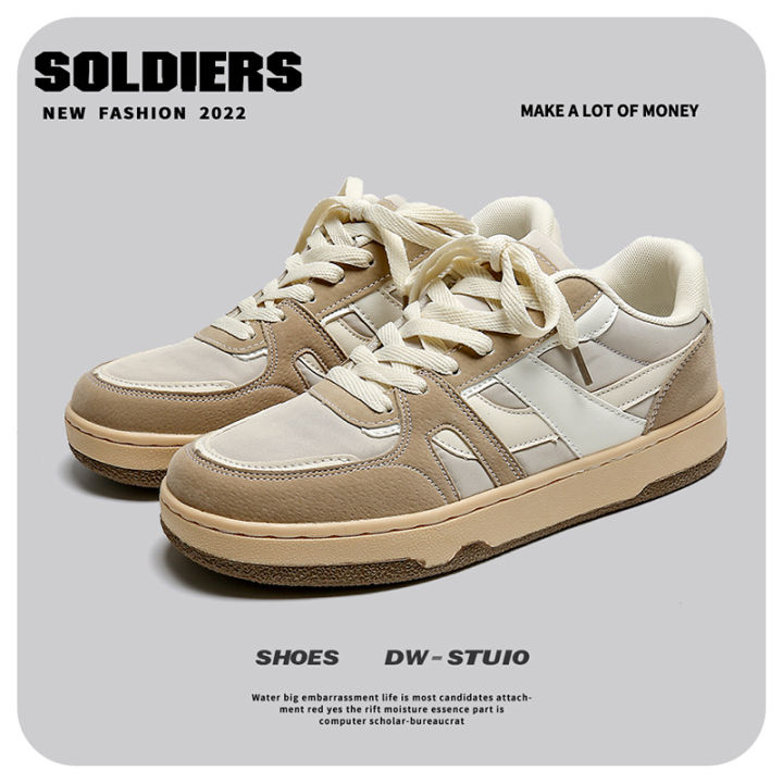 ranger-store-รองเท้าบุรุษ2023เวอร์ชั่นเกาหลีใหม่ฤดูใบไม้ร่วงลำลองแบบเย็บปะรองเท้าผ้าใบรองเท้าสเก็ตบอร์ด