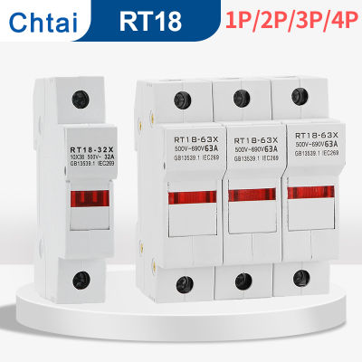 RT18-32X 1-4P 32A 63A 125A Din Rail Mounting Fuse Holders Fuse Holder Base 1Pole for 10x38mm link size AC690V 500V-Tutue Store