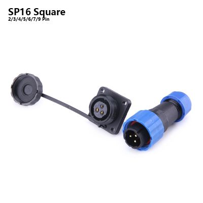 【YF】 SP16 Waterproof Connector IP68 Cable Plug   Socket Male And Female 2 3 4 5 6 7 9 Pin Square Aviation YOU