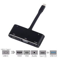 卍✻♨ 5 in 1 USB C to HDMI Adapter 4K Type-C to HDMI/VGA/Audio/USB 3.0 Port USB C Port(PD) Converter