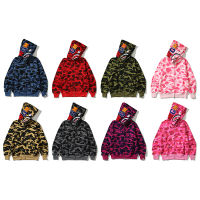 Bape เสื้อสเวตเตอร์ปักลายฉลามบ้าขนาดบวก3XL สำหรับ100กก. เสื้อคู่ Uisex