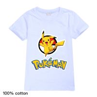 Pokémons เสื้อยืดฤดูร้อนเสื้อยืดแขนสั้นสำหรับเด็กผู้หญิงเด็กผู้ชายเสื้อคอตตอนคอมบ์0000 2023ใหม่