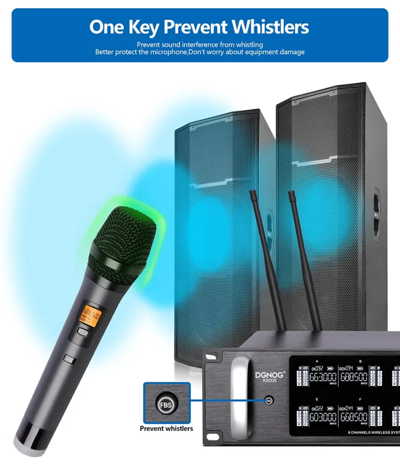 Professional UHF Wireless Microphone System 8-Channel Cordless