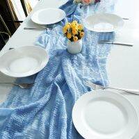 【hot】┇✔❒  90x180cm Raw Fringed Voile Table Rustic Wedding Birthday Decoration for Boho Setting