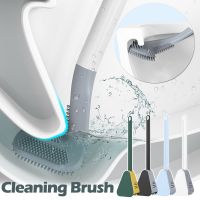 Golf Silicone Toilet Brush With Holder Flat Head Flexible Wall Mounted Toilet Bowl Cleaner Brush Set For Bathroom Cleaning