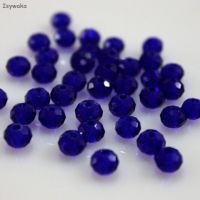 Isywaka Deep Blue Colors 4x6mm 50pcs Rondelle Austria faceted Crystal Glass Beads Loose Spacer Round Beads for Jewelry Making