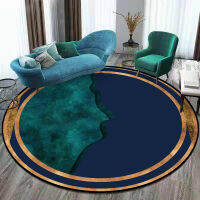 Circle Rug Fashion Modern Gilt Edge Dark Blue Dark Green Mosaic Circular Living Room Bedroom Decor Non-slip Floor Mat Car