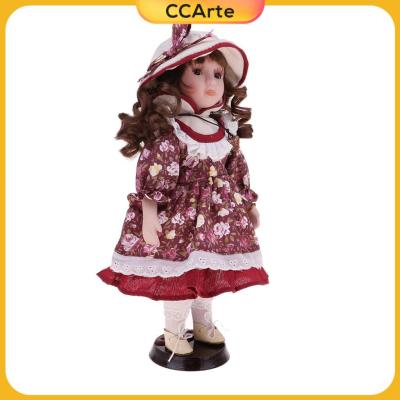 CCArte 30Cm พอร์ซเลนสาวตุ๊กตาวินเทจรูปปั้นคนเสื้อลายดอกของสะสม