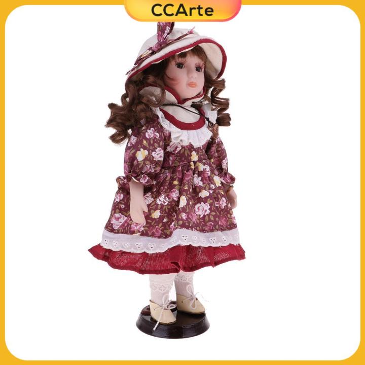 ccarte-30cm-พอร์ซเลนสาวตุ๊กตาวินเทจรูปปั้นคนเสื้อลายดอกของสะสม