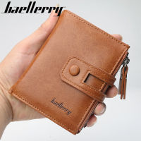 Baellerry Luxury Men Wallets 3 Folds Zipper Coin Pocket Card Holder Man Buckle Wallet Clutch Photo Holder Brand Male Purses Wallet