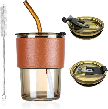 Glass Tumbler with Tea Infuser and Straw Reusable Boba Cup for Smoothies  Iced Fruit Tea Coffee