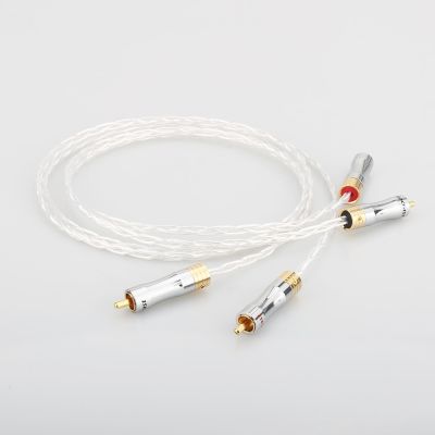 Hifi 8N OCC Copper Silver Plated RCA to RCA Cable  RCA plug to rca Male audio Cable