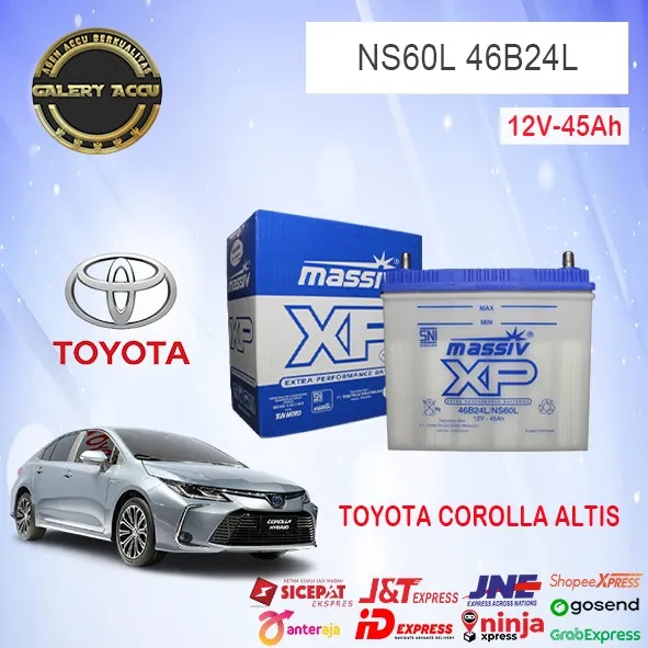 Aki Mobil Toyota Corolla Altis Massiv Xp Ns60L (46B24L) 12V 45Ah Bagus