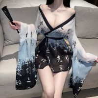 【jw】☄  Kimono See Through Nightgown Panties Bathrobe Fetish Costume Seductive Nightwear Babydolls