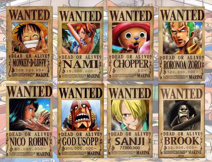 STRAWHAT PIRATE WANTED POSTER REF MAGNET 8PCS | Lazada PH