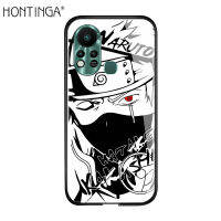 Hontinga เคสสำหรับ Infinix Hot 11S,เคสโทรศัพท์ลายการ์ตูนสีดำสีขาวชุดนารูโตะเคสกระจกนิรภัยขอบนิ่มเคสฝาหลังเคสแข็งสำหรับเด็กผู้ชาย