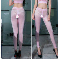 ผู้หญิงผ้าไหมน้ำแข็งซีทรูกางเกงดินสอยิมเชียร์เรียบใส Leggings เซ็กซี่สร้างสวมใส่ด้านล่างเร้าอารมณ์ชุดชั้นใน F22. ..