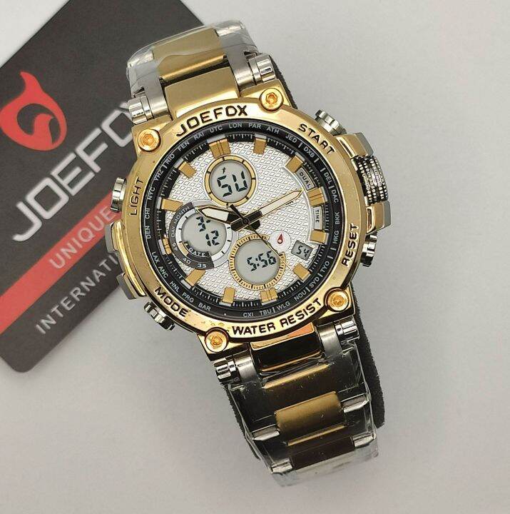 JoeFox Original Men's Action Watch Dual-Time Full Metal Non-Tarnish ...