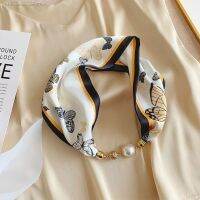 Magnetic buckle scarves senior feeling female age season thin shirt collar bone pearl necklace with fashionable western style