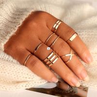 Original Design Gold Color Round Hollow Geometric Rings Set