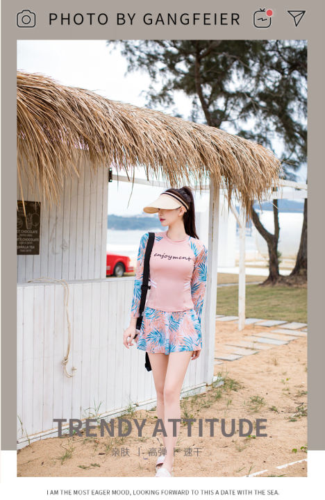 haoye-sweet-female-swimwear-3-colors-sport-swimming-suite-youthful-short-skirt-bathing-suit-with-long-sleeve-shirt