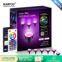 MARPOU 15Pack สมาร์ทฝังไฟ IP67กันน้ำ RGB LED โคมไฟสนามหญ้า Tuya App ควบคุมเสียง Alexa กลางแจ้งสำหรับสวน *