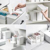 Simple Japanese Style White Moisture-proof Washing Powder Storage Box with Lid Household Dust-proof Small Debris Sorting Organizer