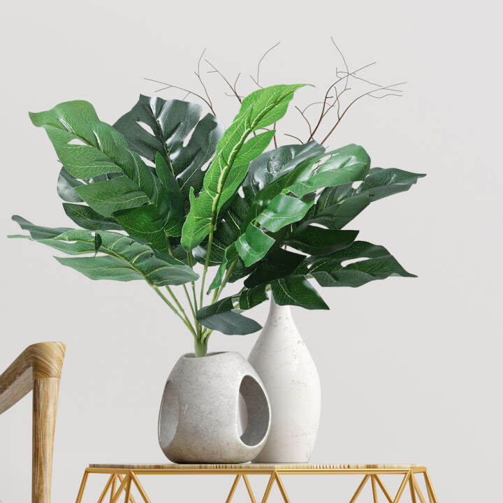 1ชิ้นโฮมออฟฟิศพืชเทียมจำลองสูงปลอม-monstera-ใบพืชเทียมตกแต่งบ้าน