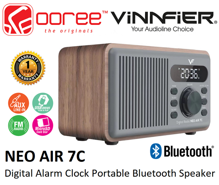 VINNFIER NEO AIR 7C DIGITAL ALARM CLOCK PORTABLE BLUETOOTH SPEAKER WITH