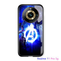 เคสสำหรับ Realme 11 Pro 5G Realme 11 Pro + 5G Marvel เคสโทรศัพท์สำหรับเด็กผู้ชายซูเปอร์ฮีโร่สำหรับผู้ชาย Ironman Thor กัปตันภาพยนต์อเมริกานักแสดงกระจกนิรภัยมันวาวเคส